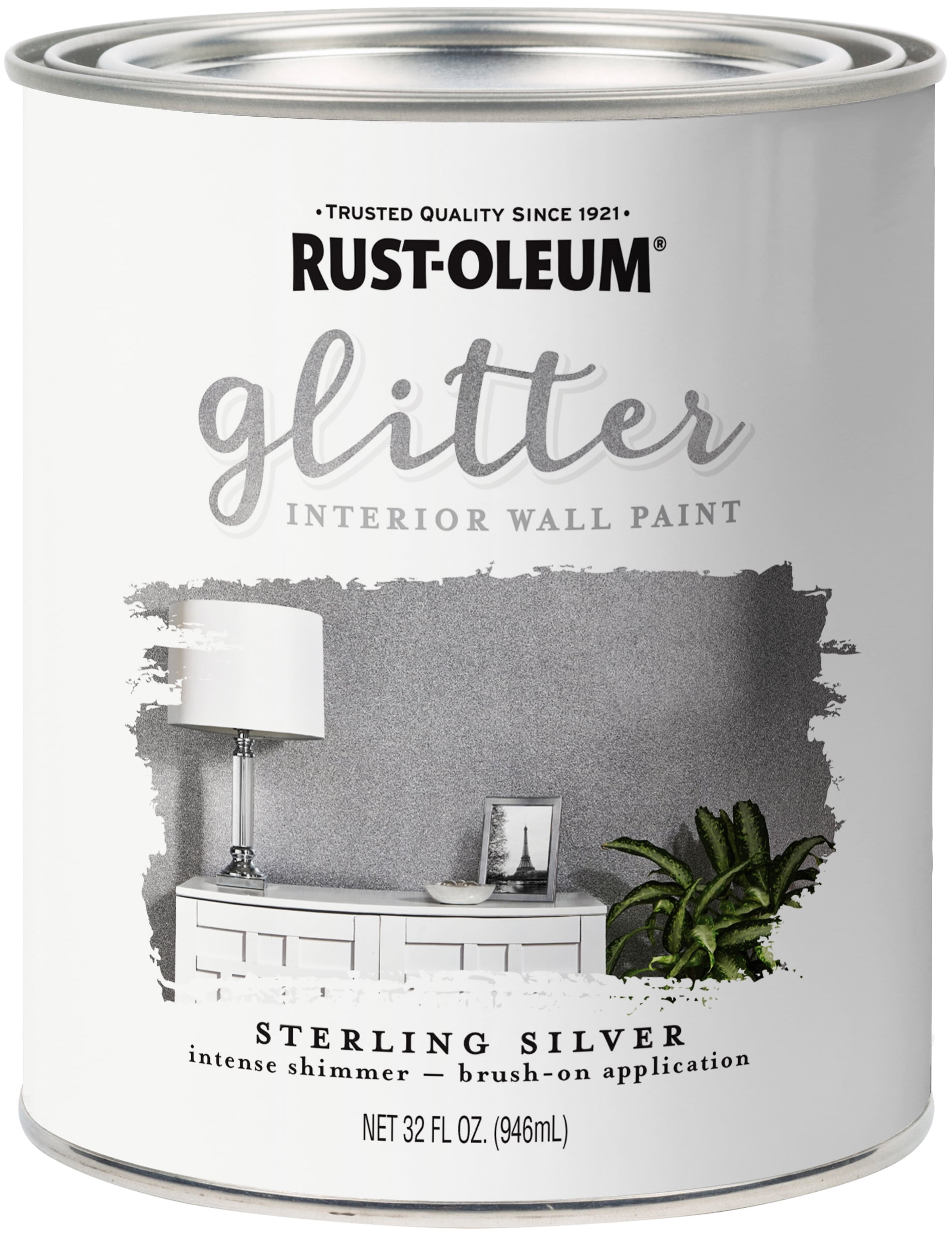 Rust-Oleum Sterling Silver Glitter Interior Wall Paint, Qt - Walmart