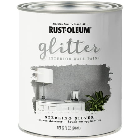 Rust-Oleum Sterling Silver Glitter Interior Wall Paint, (Best Type Of Paint For Basement Walls)