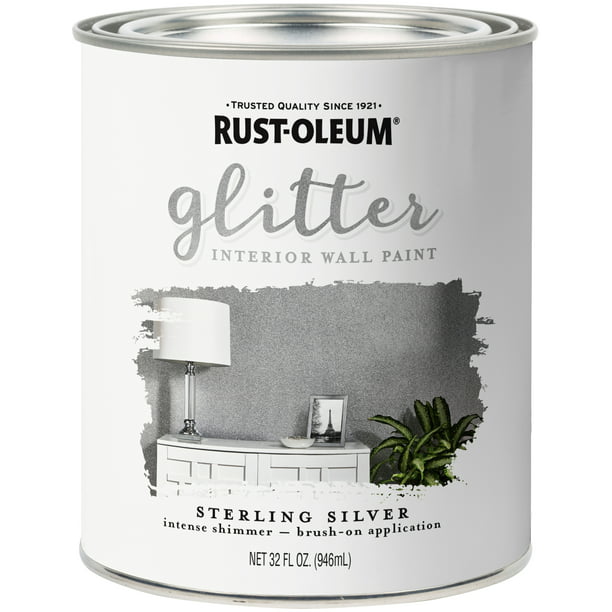 Rust Oleum Sterling Silver Glitter Interior Wall Paint Qt Com - How To Put Glitter In Paint For Walls