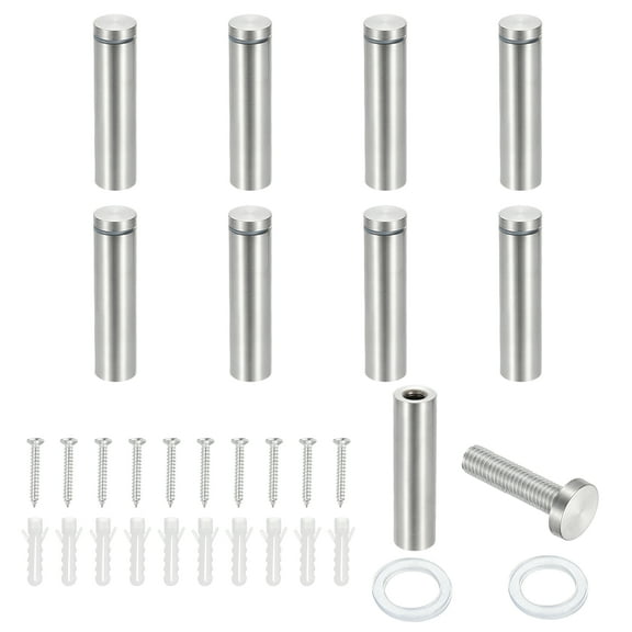 3/4x2.8" Standoff Screws, 8 Pack Stainless Steel Stand Off Wall Mounts Wall Sign Mounting Hardware Advertising Standoff Nail for Hanging Acrylic Signs Picture Frame, Silver