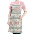 thumbnail image 5 of Orange Purple Diamond Shaped Geometric Boho Apron-Garden Aprons for Women with Pockets-Cotton Linen Waterproof Kitchen Cooking Gardening Aprons Adjustable for Kitchen,Cooking,BBQ and Salon 33x27 Inch, 5 of 7