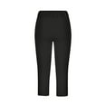 thumbnail image 5 of ZQUUVOU Women's Yago Capris Summer Elastic Waisted Solid Color Splicing Slim Fitting Yoga Gym Pants(Black,L), 5 of 6