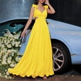 thumbnail image 2 of Pisexur Robes de Cocktail pour Femmes Col en V Profond Sans Manches Soirée Bal Robe de Soirée Mode Dos Noué Robe d'Invité de Mariage Robes Fluides Retour à la Maison Robe Maxi Formelle Élégante, 2 of 3