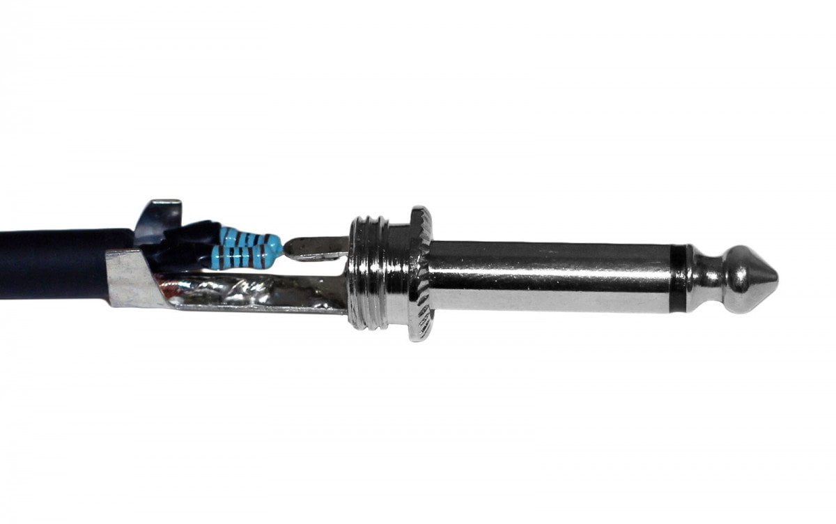 Castline Silver 3.5mm TRS to 1/4" TS Mogami 2582 Stereo to Mono Summing Cable with Resistors (6 Ft)