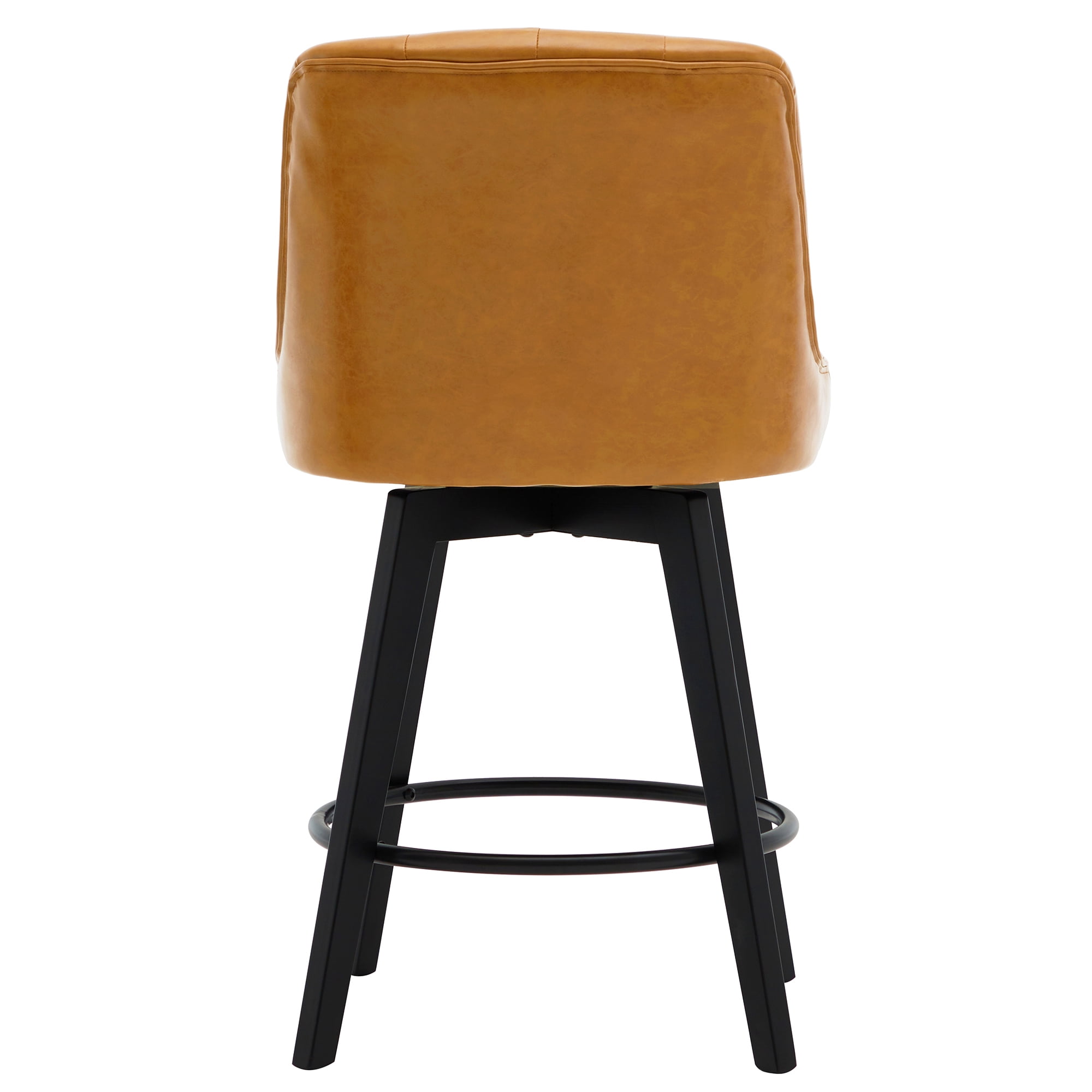 MINCETA Bar Stools,30" 360 Free Swivel Upholstered Bar Stool with Back-PU in Brown