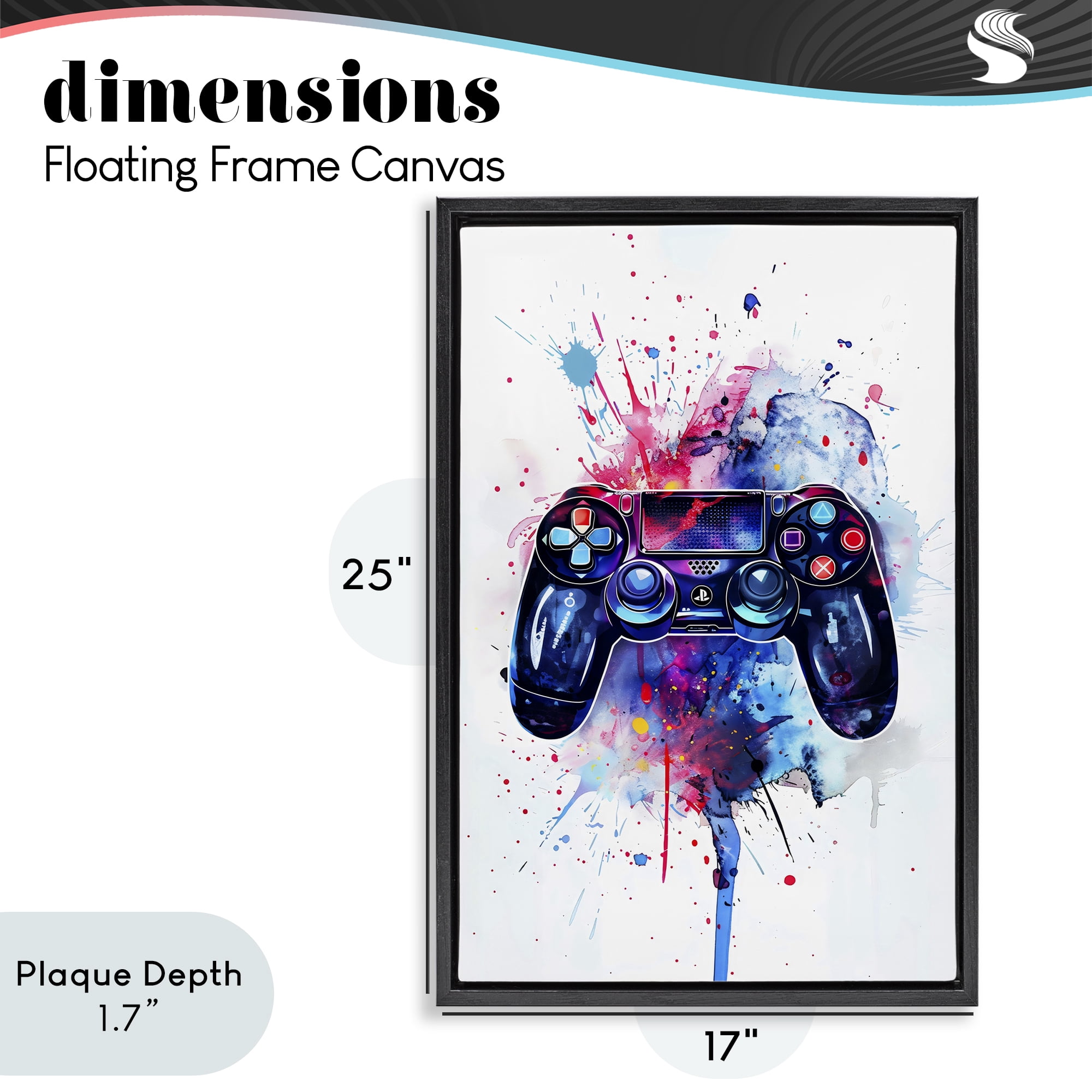 Stupell Industries Burst of Color Controller Black Framed Floater Canvas Wall Art, design by Creative Studio
