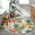 thumbnail image 3 of Pineapple Round Area Rug 3.3Ft Washable Circle Rugs for Dining Room Table, Farmhouse Fruit Flowers Leaves Wooden Grain Non-Slip Carpet Floor Mats Indoor Outdoor Carpet Runner Aesthetic Home Decor, 3 of 8
