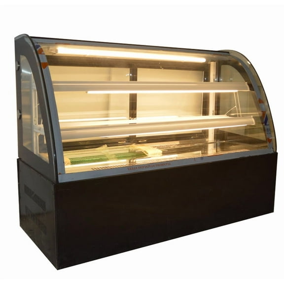 EQCOTWEA 47" Commercial Countertop Refrigerated Cake Showcase Arc Rear Door Cooler Demisting Type Bakery Display Cabinet 220V