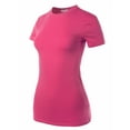 thumbnail image 2 of A2Y Women's Junior Fit Basic Solid Cotton Short Sleeve Crew Neck T Shirt Tee Tops Fuchsia L, 2 of 3