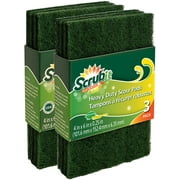 Scrub-It Scouring Pads - Heavy Duty Household Cleaning Scrubber with Non-Scratch Anti-Grease Technology - Reusable  Green - 3 Pack (X2) Total 6 Pads
