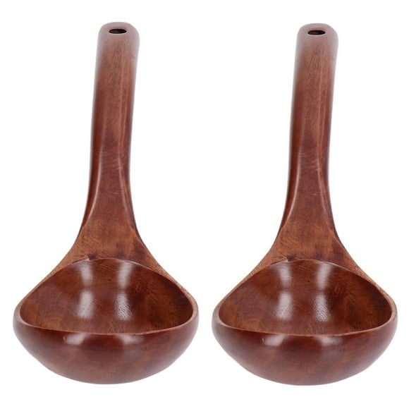 Wooden Spoon, Camphor Wood Long Handle Soup Ladle Set Kit for Cooking, Stirring, and Scooping, Dishwasher Safe, Wall Hanging, Smooth , Easy to Use