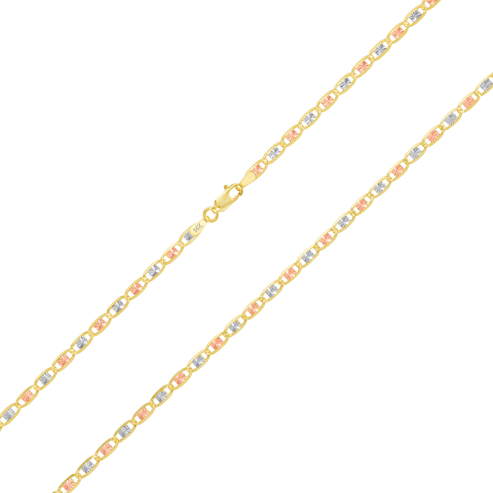 Nuragold 14k Real Yellow Rose White Gold Solid Valentina 3mm Anchor Link Chain Bracelet or Anklet (7"-9") Italian Jewelry for Men & Women
