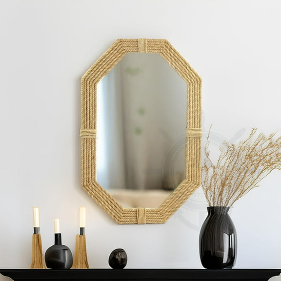 Nagina International Large Nautical Jute Mirror for Bathroom | Nautical Roped Wall Mirror Home Decor