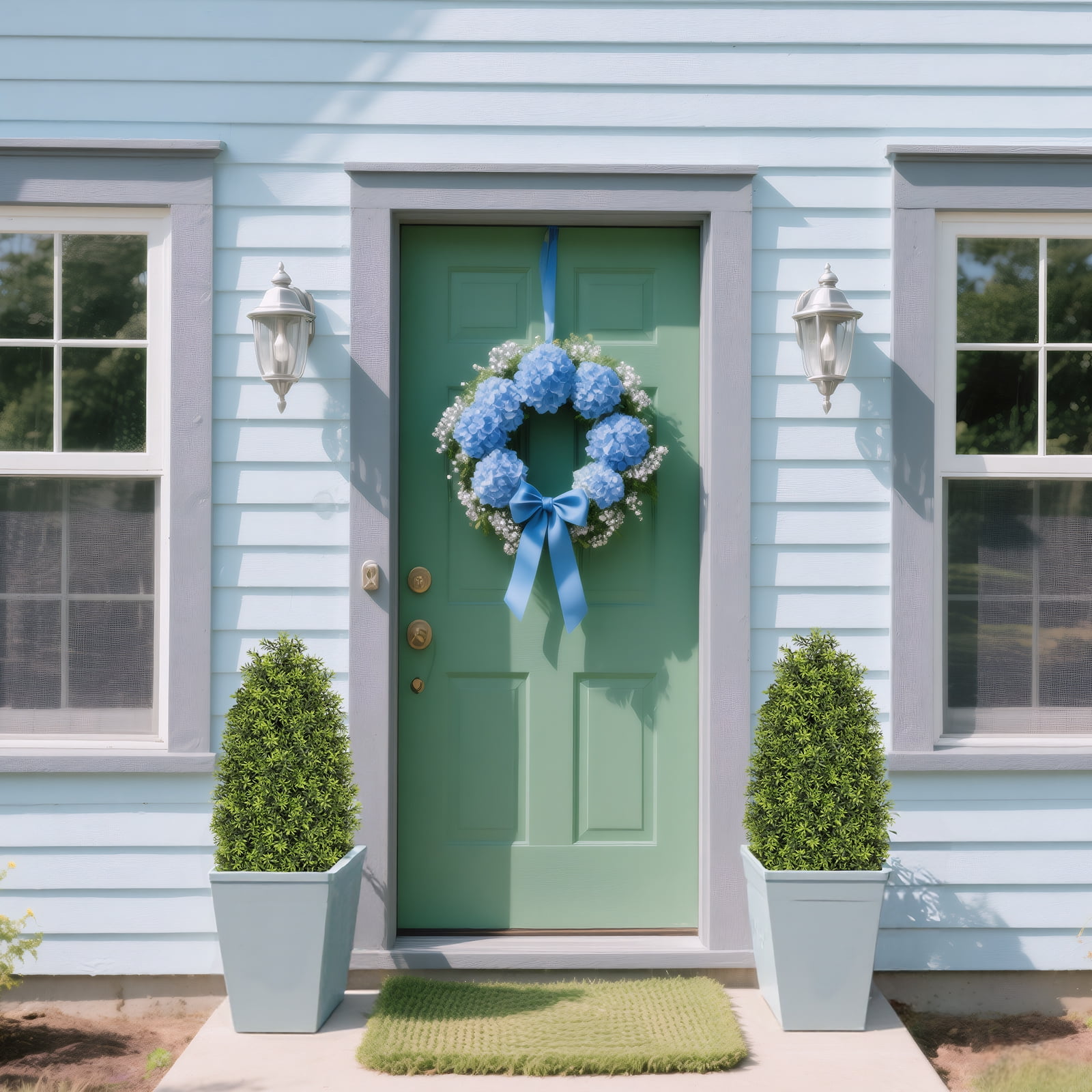 Aukfa 3ft Artificial Boxwood Cone Trees 2 Set, Green Faux Shrub Plants with UV Protection for Outdoor Porch Patio and Indoor Decor