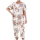 thumbnail image 1 of Conjunto de Dos Piezas para las Mujeres de Verano Casual Manga Corta Cuello Redondo Y Pantalones, Algodón Seda Pijama Conjunto, 1 of 3