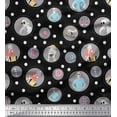 thumbnail image 1 of Soimoi Black polyester Crepe Fabric Dot,Women & Accessories Fashion Printed Fabric 1 Yard 52 Inch Wide, 1 of 1