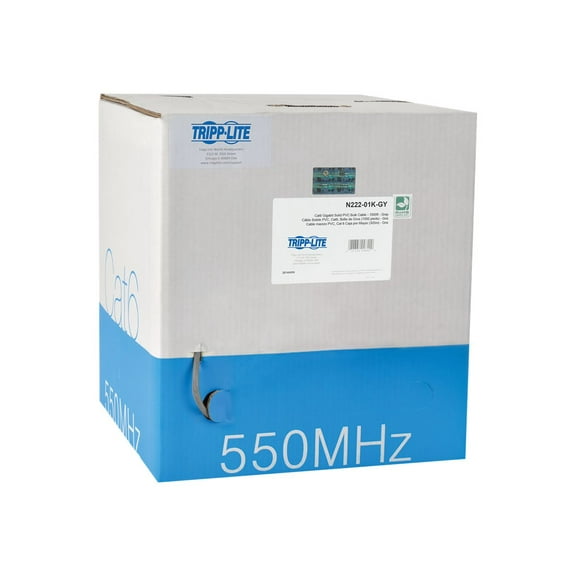Tripp Lite 1000FT PVC CMR CAT 6 SOLID UTP BULK CABLE Gray 1000' (N222-01K-GY)