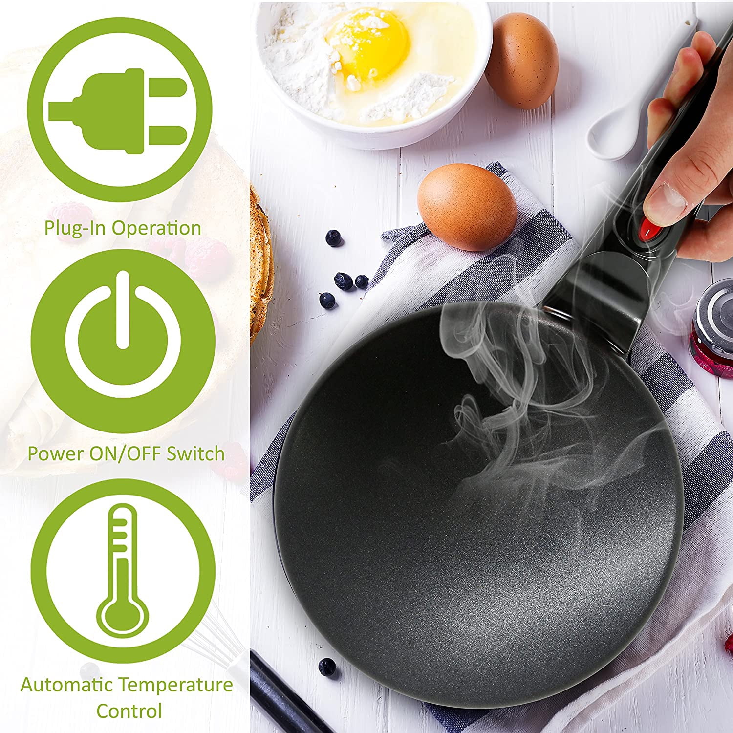 Nutrichef 12 Inch Electric Nonstick Griddle Pancake Crepe Injera Blitnz  Maker Hot Plate Cooktop With Crepe Turner And Pastry Spreader Tools, Black  : Target
