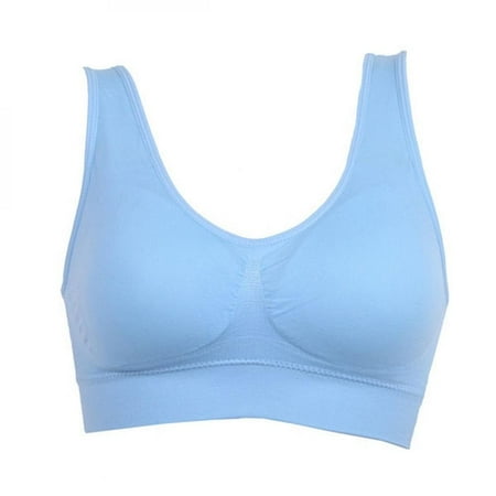 

50% Off! Soft Sports Bra Quick-Drying Rimless Vest-Style Breathable Girls Women Underwear Yoga and Sleep Bra Sky Blue S-3XL
