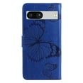 thumbnail image 3 of SaniMore for Google Pixel 7A Case, 3D Butterfly Embossed Magnetic Wallet Case for Girls Women, PU Leather TPU Interior Flip Kickstand Card Holder + Wrist Strap for Google Pixel 7A, Blue, 3 of 6