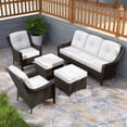 thumbnail image 4 of EAGLE PEAK Azure Bay 5 Pieces Wicker Outdoor Patio Furniture Set, Sofa and Chairs with Ottomans, Brown Wicker and Beige Cushions, 4 of 10
