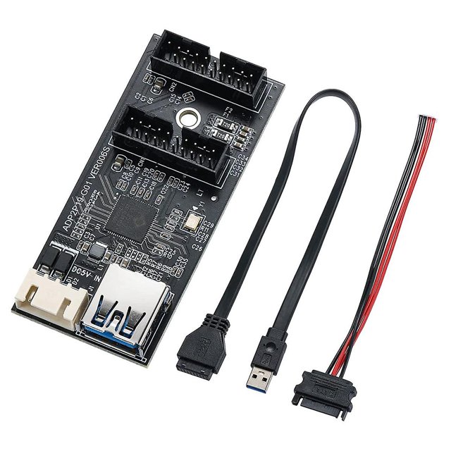 Tarjeta adaptadora USB 3,2 Gen1 a doble macho de 19 pines, tarjeta de expansión USB 3,0 de 5gbps a 2 puertos de 19 pines para ventana
