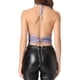 thumbnail image 3 of INSPIRAR CHIC Tops de Cami Cortos sin Espalda con Cuello Halter de Brillo para Mujeres, Draped Clubwear, XS Azul Púrpura, 3 of 6