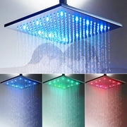 Ceiling Shower System LED Rainfall Shower Faucet Set Bathroom 16 Inch Shower Head Valve Set Rain Overhead Shower Set Matte Black Shower Fixtures System