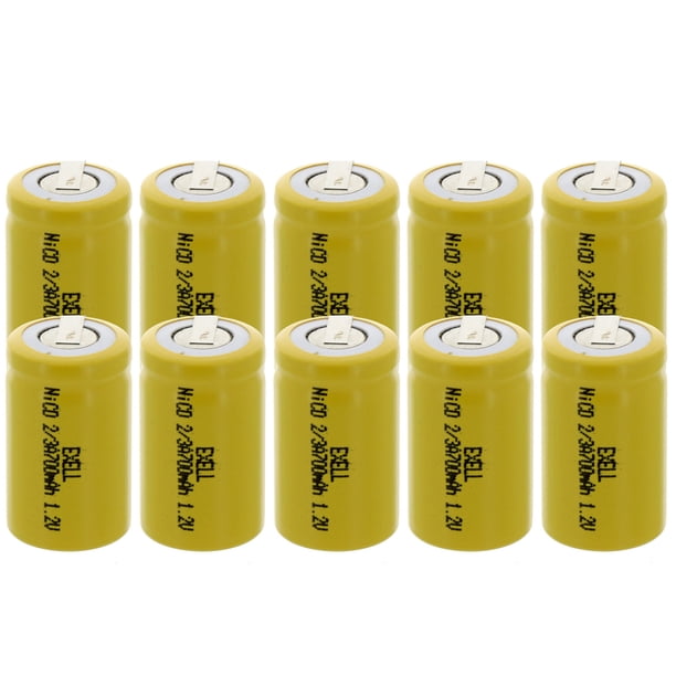 10x-exell-2-3a-size-1-2v-700mah-nicd-rechargeable-batteries-with-tabs