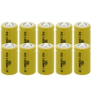 Angle View: 10x Exell 2/3A Size 1.2V 700mAh NiCD Rechargeable Batteries with Tabs USA SHIP