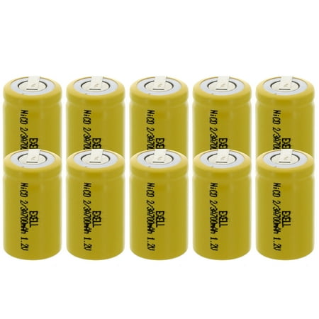 10x Exell 2/3A Size 1.2V 700mAh NiCD Rechargeable Batteries with Tabs USA SHIP