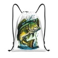 thumbnail image 1 of Xecao Big bass fish Pattern Sports Drawstring Backpack - String Swim Gym Bag with Wet Proof Pocket for Women&Men-Medium, 1 of 6