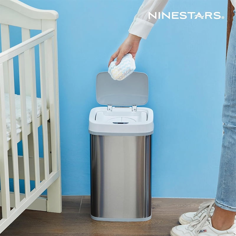 NPT-16-1 Automatic Touchless Motion Sensor Diaper Disposal Trash Can with lid, 4.2 gallon/16 L, Pink, Plastic