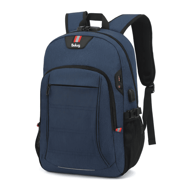 Mochila Para Laptop 15.6 Pulgadas Impermeable Antirrobo Viaje A Portátil Expandible Urbana Grande 35 Belug Azul