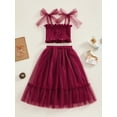 thumbnail image 3 of Bagilaanoe 2Pcs Little Girls Summer Clothes Toddler Sleeveless Crop Tops + Mesh Tutu Skirt 2T 3T 4T 5T 6T Kids Casual Skirt Set, 3 of 8