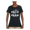 thumbnail image 2 of Wild Bobby, Faith Over Fear Psalm 118:6 White, Inspirational/Christian, Women Graphic Tee, Black, Small, 2 of 3
