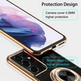 thumbnail image 4 of for Galaxy S22 Ultra Case with Ring, Built-in Rotation Finger Ring Kickstand Cover with Shiny Plating Rose Gold Edge Work with Magnetic Car Mount Slim Thin Bumper Case for Women Girls Black, 4 of 7
