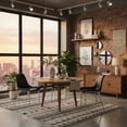 thumbnail image 3 of Dining Chairs Set of 2, Black Faux Leather, Silver Steel Legs, 3 of 6