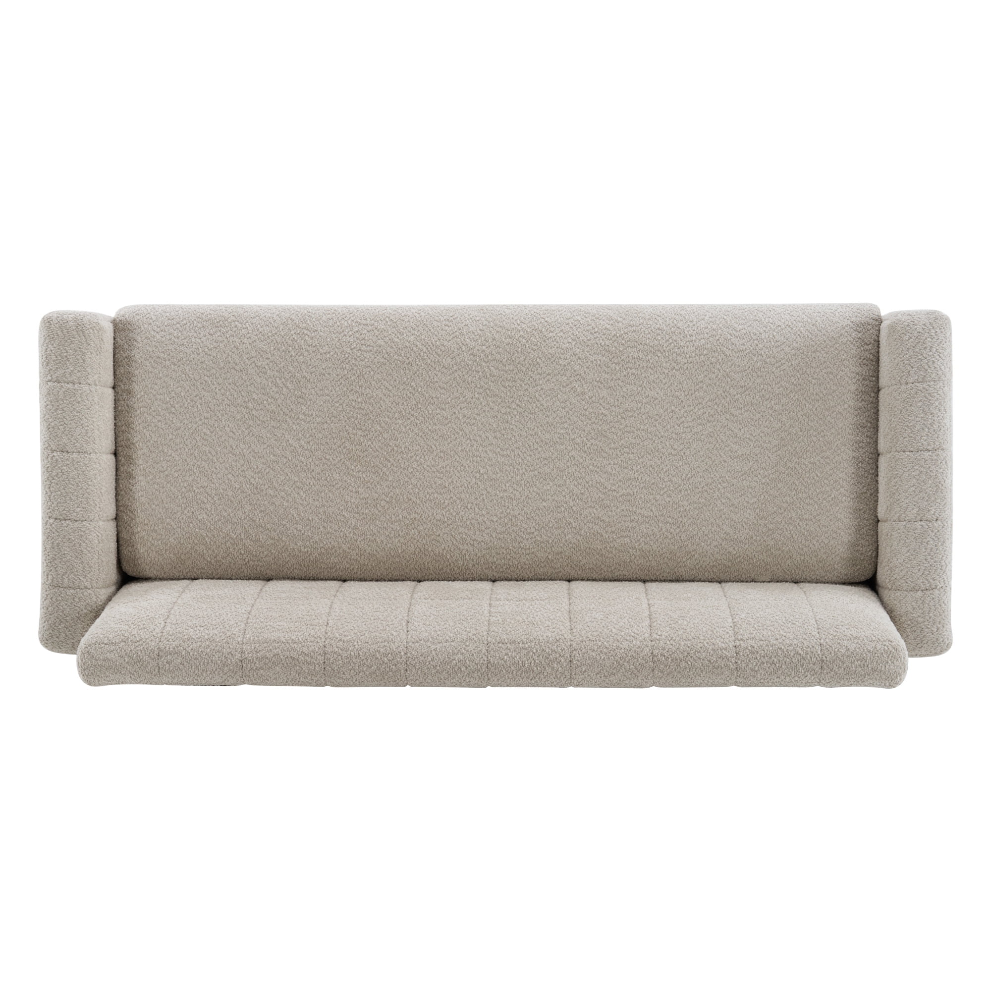 Leumius Loveseat Sofa, Boucle Fabric Biscuit Back Loveseat with Square Arms and Single Cushion Seat, Upholstered 2-Seater Couch for Living Room and Bedroom, Oatmeal
