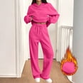 thumbnail image 2 of Soyumi Oversized Winter Clothing Going Out Y2K French Tracksuits Hoodie and Pants Cozy Pajama Sweatshirt and Loose Pants Fashion Clothing Silk Long Sleeve tops and Pants Soft Tunic tops, Hot Pink, 2 of 8