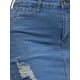 thumbnail image 5 of Faldas de mezclilla rasgadas de cintura alta y dobladillo sin terminar para mujeres INSPIRE CHIC, 2XL, azul, 5 of 6