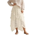 thumbnail image 2 of Lace Midi Skirts for Women Boho Lace Asymmetrical Hem Flowy Skirt Summer Beach Cover Up, 2 of 5