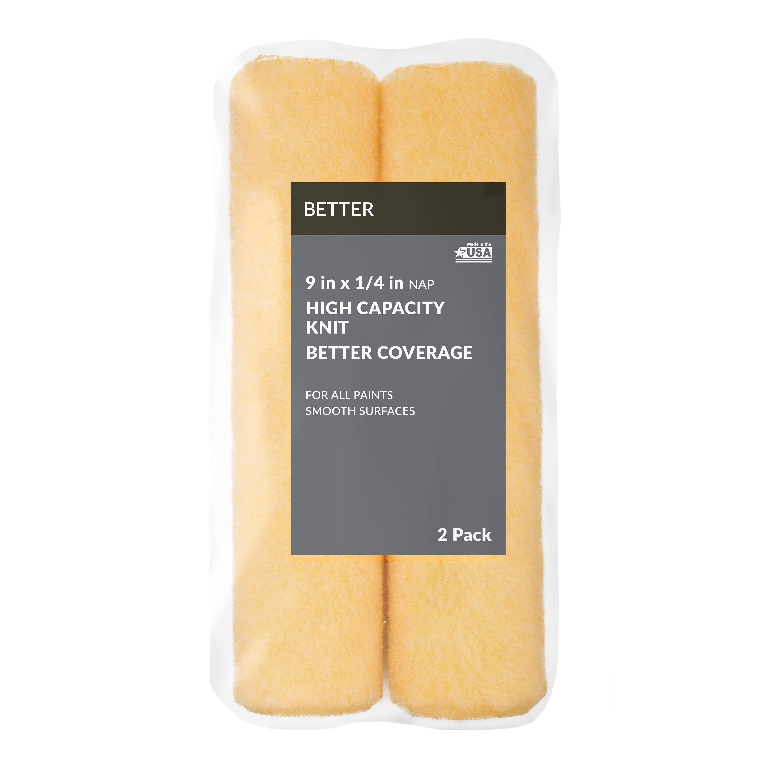 (2 pack) BETTER 9 in x 1/4 in nap High Density Knit Paint Roller Cover, 2 Pack