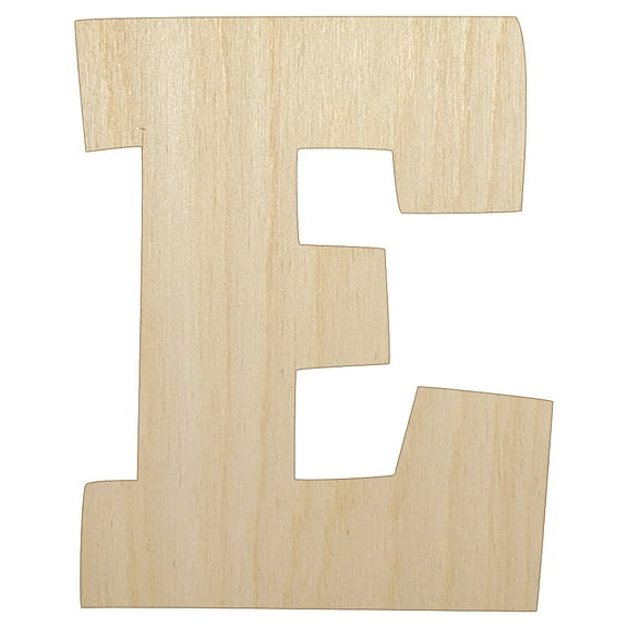 Letter E Uppercase Fun Bold Font Wood Shape Unfinished Piece Cutout Craft DIY Projects - 4.70 Inch Size - 1/8 Inch Thick