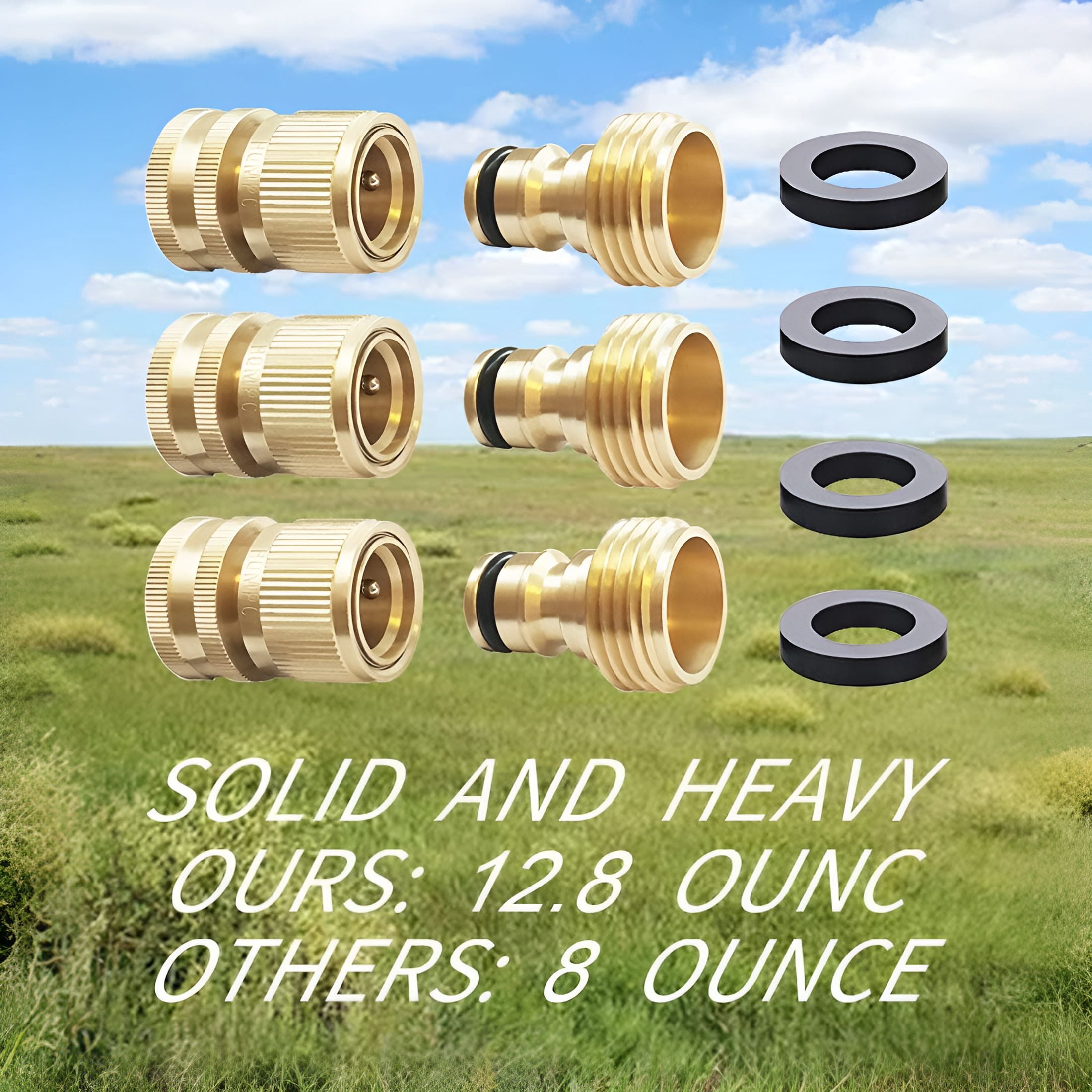 ZHZFKQ Garden Hose Quick Connect Solid Brass Quick Connector Garden Hose Fitting Water Hose Connectors 3/4 inch GHT (3 SETS)