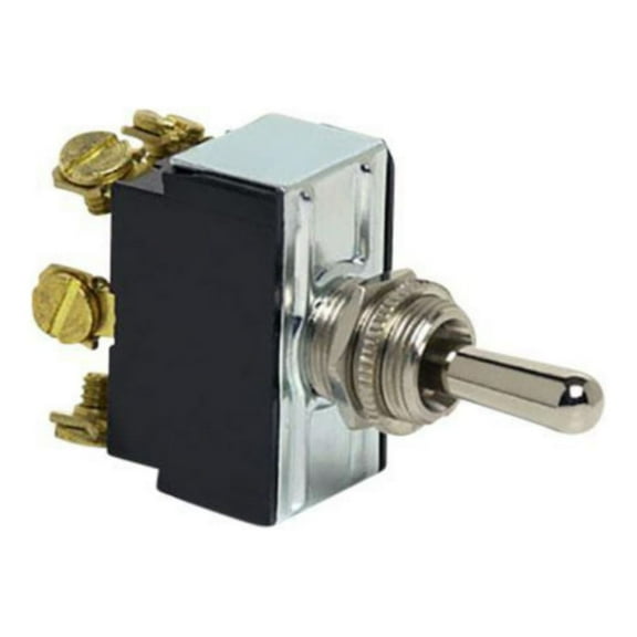Cole Hersee on-off-on DPDT 6 Screw Heavy Duty Toggle Switch, Black/Silver, 55054-BP