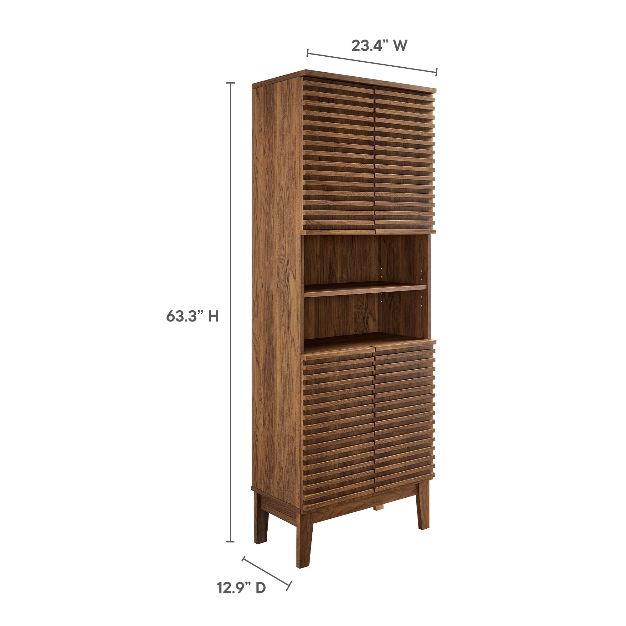 Render Tall Bathroom Storage Cabinet in Walnut