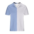 thumbnail image 3 of YLSDY Mens Button Collared Shirts Short Sleeve Sport Golf Tennis T Shirt Color Block Quick Dry Athletic Workout Button Collared Shirt Gradient Blouse Sky Blue XXXL, 3 of 4