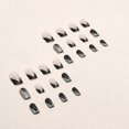 thumbnail image 3 of 24pcs Gold Press on Nails Medium Square Fake Nails With Black French Tip False Nails Luxury Design Acrylic Glue on Nails Glitter Set Medium Coffin Art, 3 of 5