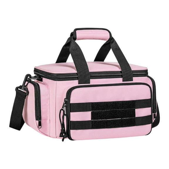 Pink Tote Tool Bag Ladies Storage Wide Mouth with Adjustable Shoulder Strap for Electrical Work and Auto Repairs